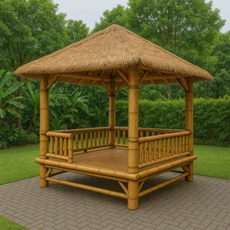 saung bambu, gazebo bambu, saung bambu 3x3, gazebo bambu 3x3