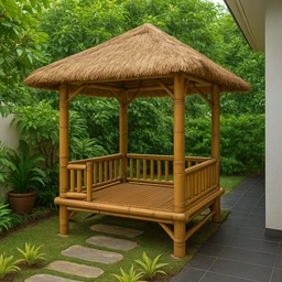 saung bambu, gazebo bambu, saung bambu 2x2, gazebo bambu 2x2