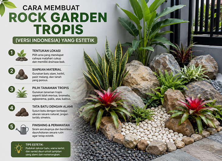 Cara Membuat Rock Garden Tropis (Versi Indonesia) yang Estetik