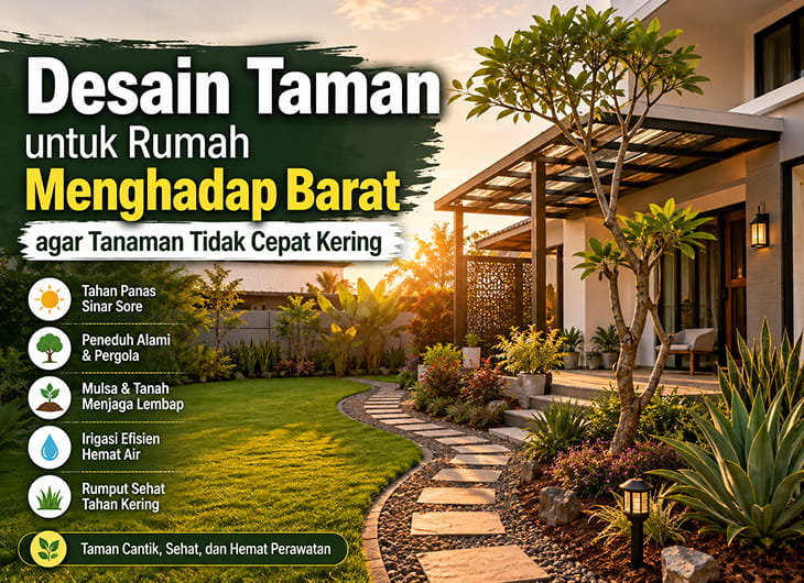 Desain Taman untuk Rumah Menghadap Barat agar Tanaman Tidak Cepat Kering