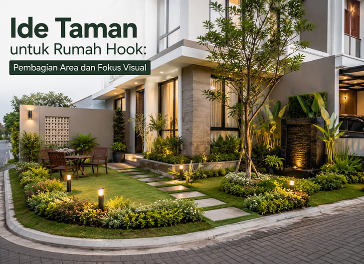 Ide Taman untuk Rumah Hook: Pembagian Area dan Fokus Visual
