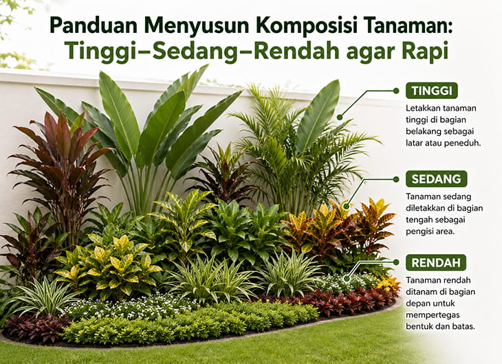 Panduan Menyusun Komposisi Tanaman: Tinggi–Sedang–Rendah agar Rapi
