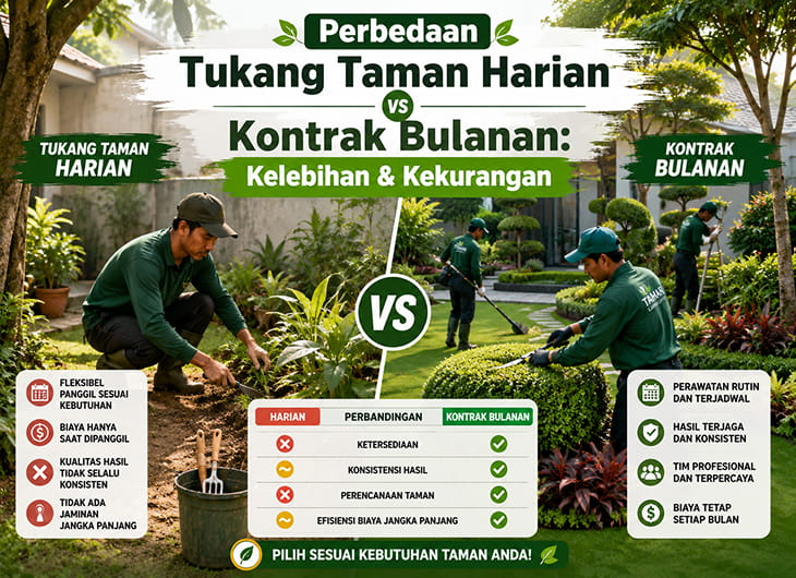 Perbedaan Tukang Taman Harian vs Kontrak Bulanan: Kelebihan & Kekurangan