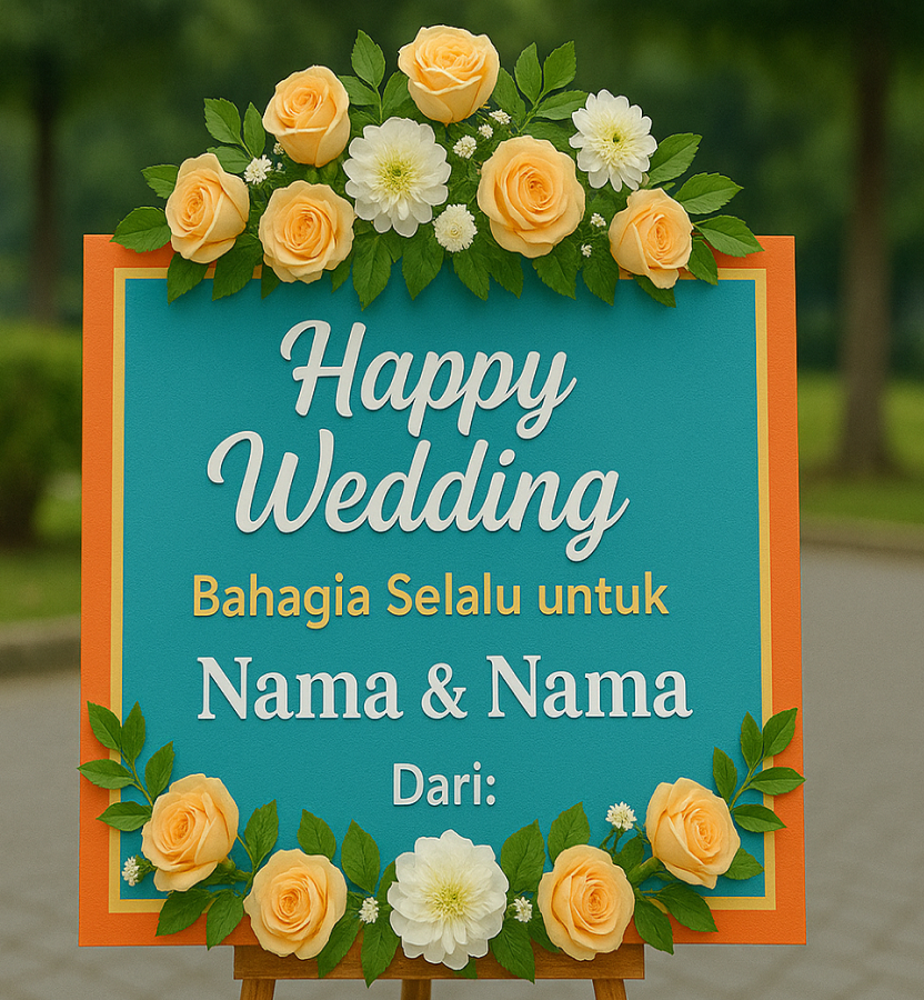 Karangan Bunga Papan Pernikahan